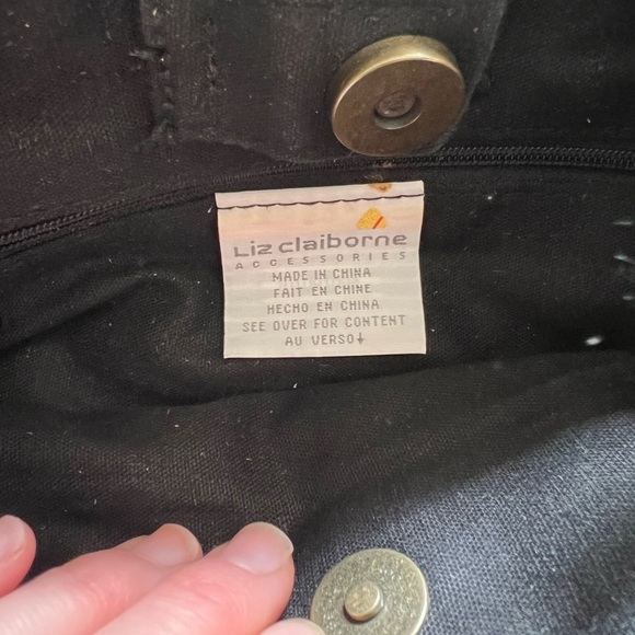 Elegant Black Bucket Bag VTG Liz Claiborne Bucket Bag - Picture 5 of 11